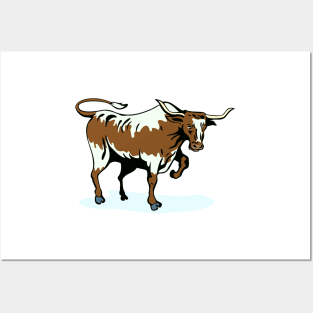 Texas Longhorn Bull Retro Posters and Art